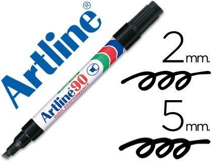 Rotulador Artline Marcador Permanente Ek-90 Negro -Punta Biselada 5 mm -Papel Metal y Cristal