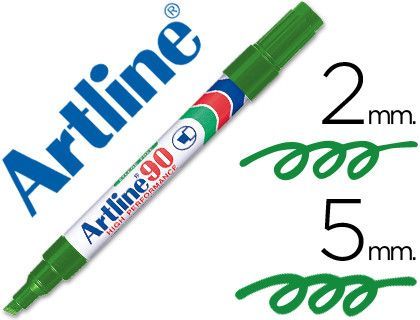 Rotulador Artline Marcador Permanente Ek-90 Verde -Punta Biselada 5 mm -Papel Metal y Cristal