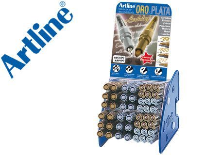 Rotulador Artline Marcador Permanente Tinta Metalica Gama Oro y Plata Ek-900-999 Expositor de 48 Unidades
