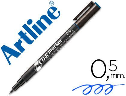 Rotulador Artline para Cd Punta de Fibra Permanente Ek-883 Azul -Punta Redonda 0.5 Mm