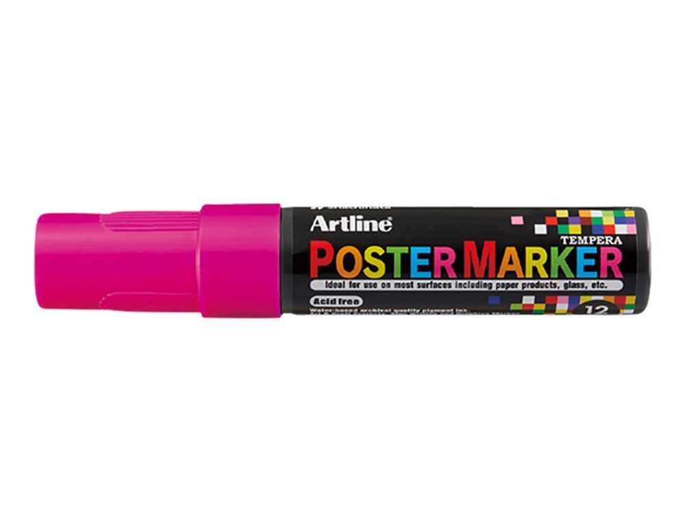 Rotulador artline poster marker epp-12 punta rectangular 12 mm color rosa fluor