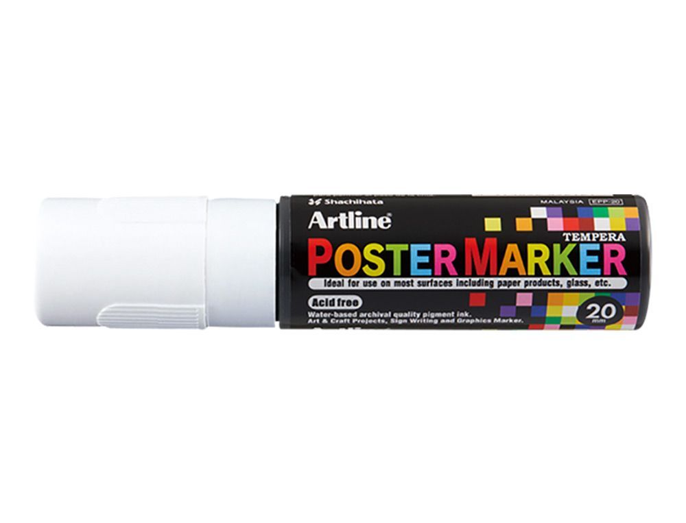 Rotulador artline poster marker epp-20 punta rectangular 20 mm color blanco