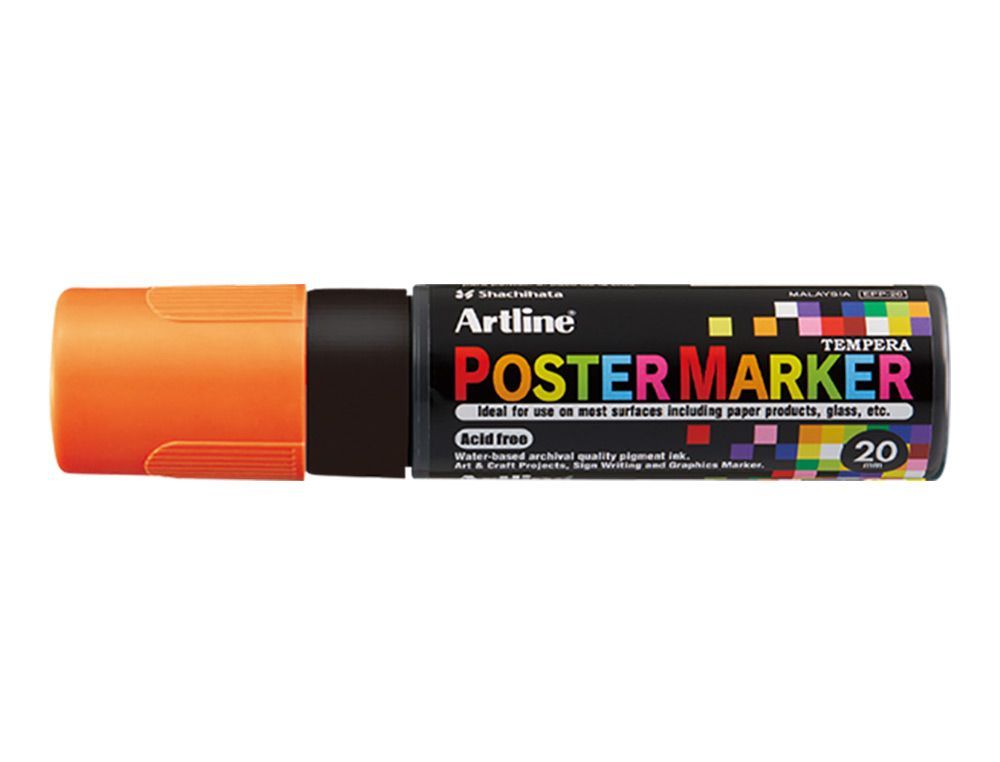 Rotulador artline poster marker epp-20 punta rectangular 20 mm color naranja fluor