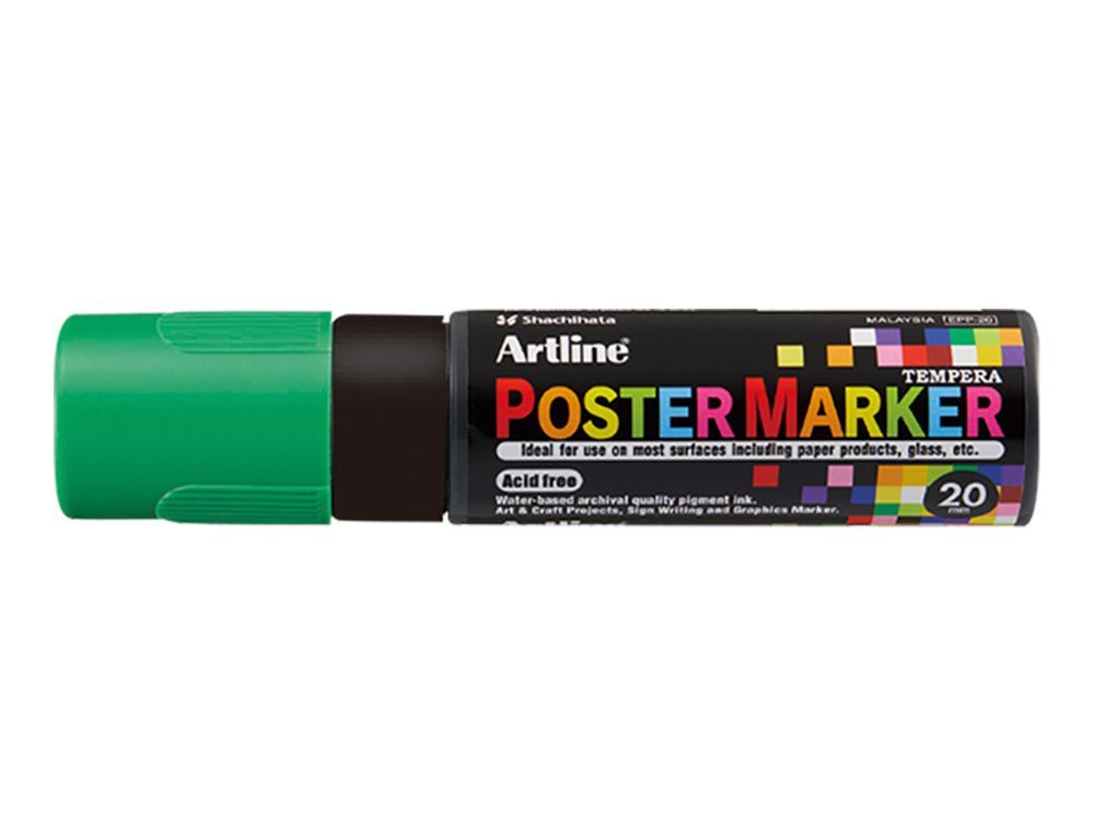 Rotulador artline poster marker epp-20 punta rectangular 20 mm color verde fluor