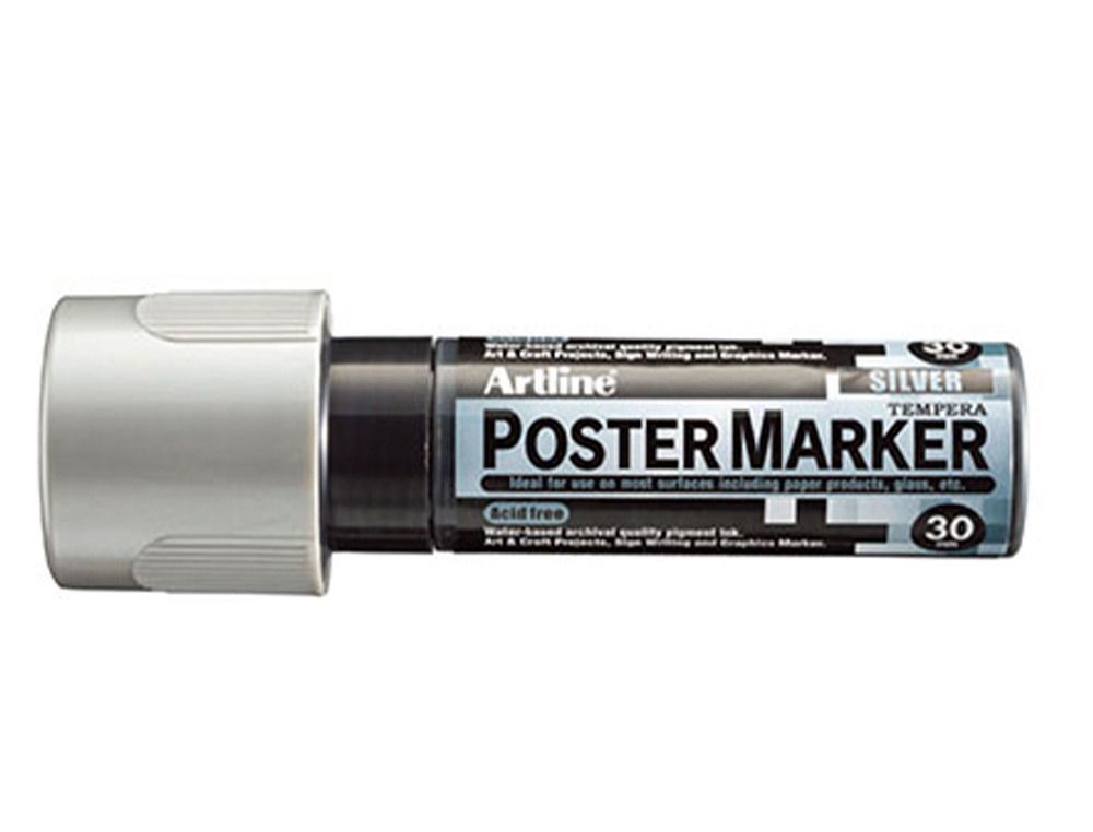 Rotulador artline poster marker epp-30 punta rectangular 30 mm color plata
