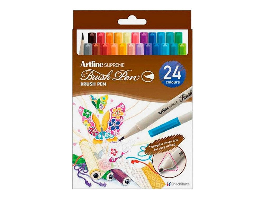Rotulador artline supreme brush epfs pintura base de agua punta tipo pincel trazo fino bolsa de 24 unidades