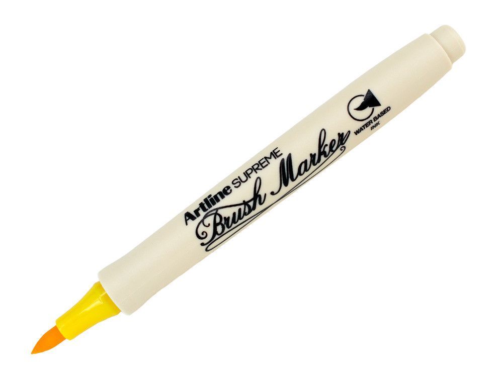 Rotulador artline supreme brush epfs pintura base de agua punta tipo pincel trazo fino amarillo