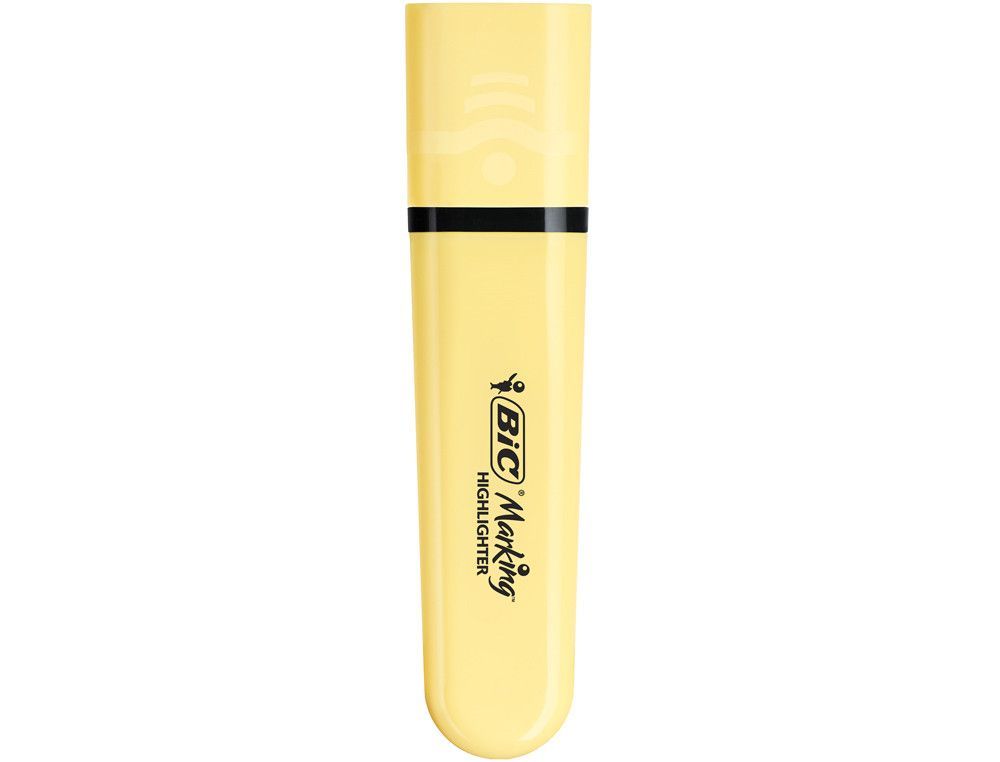 Rotulador bic flat fluorescente amarillo pastel caja de 12 unidades