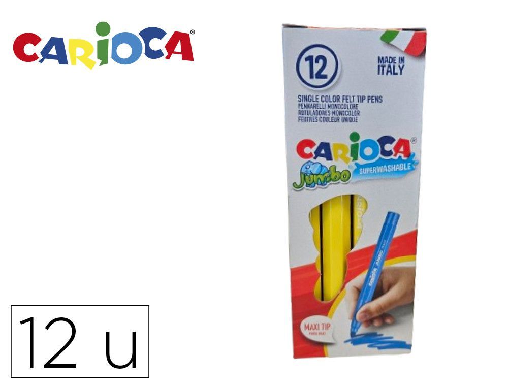 Rotulador carioca jumbo amarillo punta gruesa caja de 12 unidades