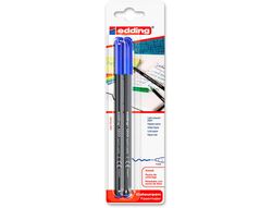 Rotulador edding punta fibra 1200 azul n.3 punta redonda 0.5 mm blister de 2 unidades