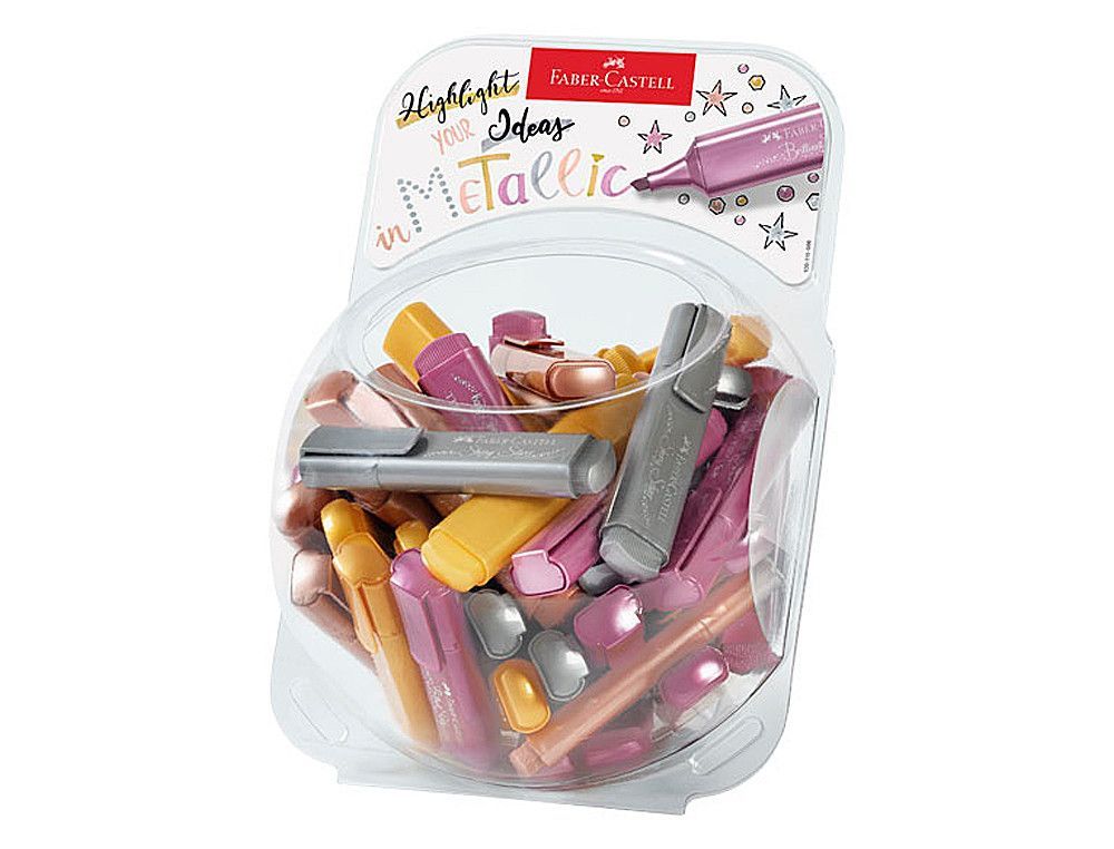 Rotulador faber fluorescente texliner 46 color metalico bombonera 80 unidades colores surtidos