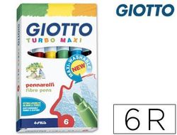 Rotulador Giotto Turbo-Maxi Caja de 6 Colores Lavables con Punta Bloqueada