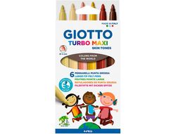 Rotulador giotto turbo maxi skin tones lavable punta bloqueada caja de 6 colores surtidos