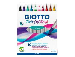 Rotulador giotto turbo soft brush punta de pincel caja de 10 unidades colores surtidos