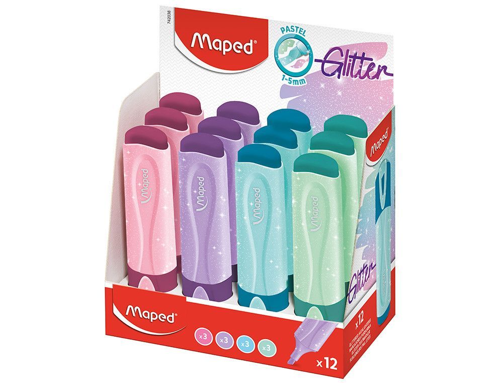 Rotulador maped fluorescente peps pastel con glitter colores surtidos