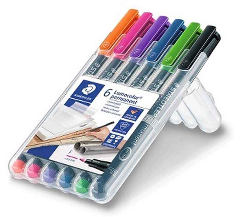 Rotulador permanente LUMOCOLOR 318, 6 colores