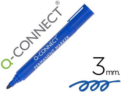Rotulador Q-Connect Marcador Permanente Azul Punta Redonda 3.0 Mm