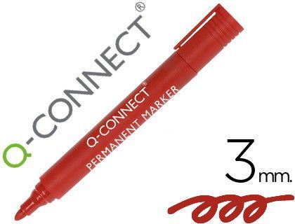 Rotulador Q-Connect Marcador Permanente Rojo Punta Redonda 3.0 Mm