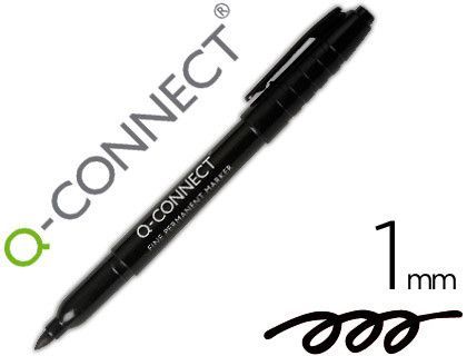 Rotulador Q-Connect para Cd/Dvd Punta Fibra Permanente Negro Punta Redonda 1,0 Mm