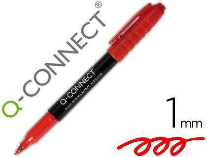 Rotulador Q-Connect para Cd/Dvd Punta Fibra Permanente Rojo Punta Redonda 1,0 Mm