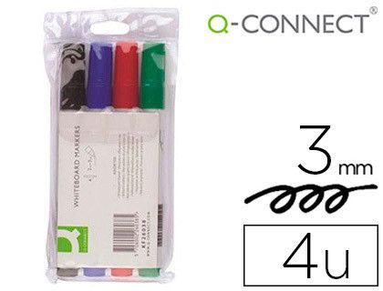 Rotulador Q-Connect Pizarra Blanca 4 Colores Surtidos Punta Redonda 3.0 Mm