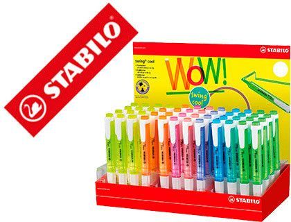 Rotulador stabilo fluorescente swing cool expositor de 48 unidades colores surtidos