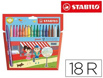 Rotulador Stabilo Power Caja de 18 Colores