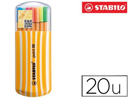 Rotulador Stabilo Punta de Fibra Point 88 Zebrui Estuche de 20 Colores Surtidos