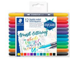 Rotulador staedtler 3004 doble punta para hand lettering estuche de 12 unidades colores surtidos
