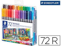 Rotulador staedtler doble punta de fibra 3200 estuche de 72 unidades colores surtidos