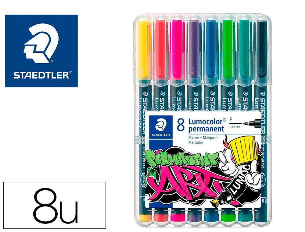 Rotulador staedtler lumocolor retroproyeccion punta de fibra 318 estuche de 8 unidades colores surtidos