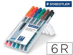 Rotulador Staedtler Lumocolor Retroproyeccion Punta de Fibra Permanente 317 Wp Estuche 6 Colores Punta Media