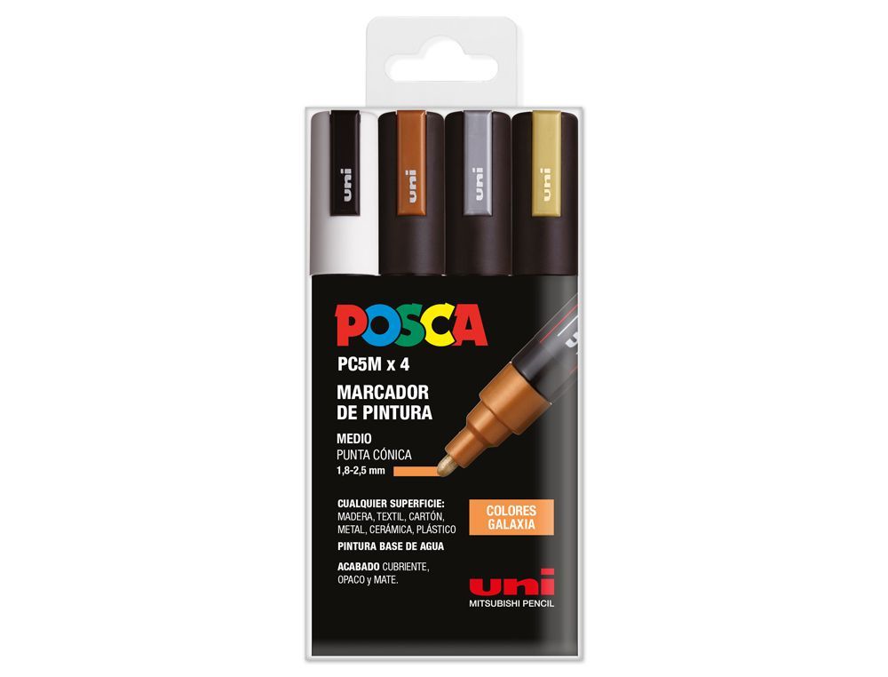 Rotulador uni posca pc-5m/4c estuche de 4 unidades colores galaxia surtidos