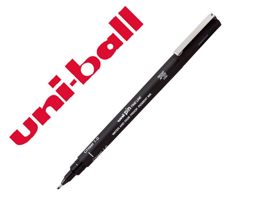 Rotulador uniball pin calibrado punta biselada 1 mm color negro