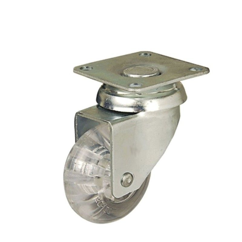 Rueda doméstica AFO serie Cliper. Rueda Poliuret.Transp. 50 Pletina S/F