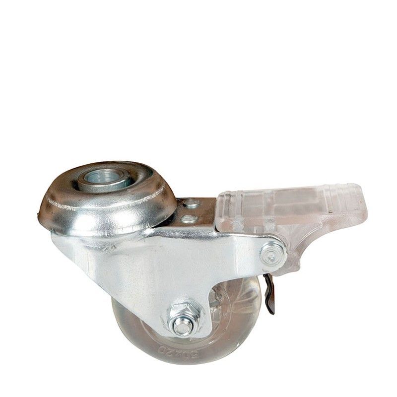 Rueda doméstica AFO serie Cliper. Rueda Poliuret.Transp. 50 Soporte C/F