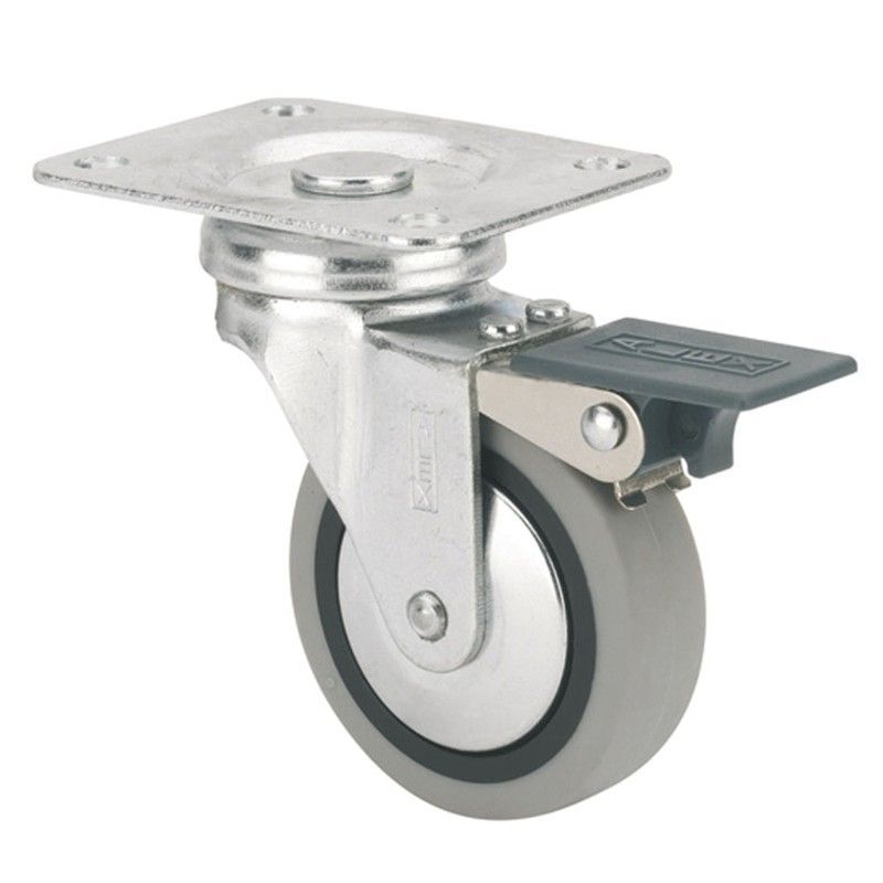 Rueda doméstica ALEX serie B. Rueda Goma Gris Girat. C/Freno "B" 40