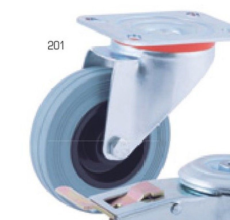 Rueda giratoria Y fija de goma. ref. 201/200-204