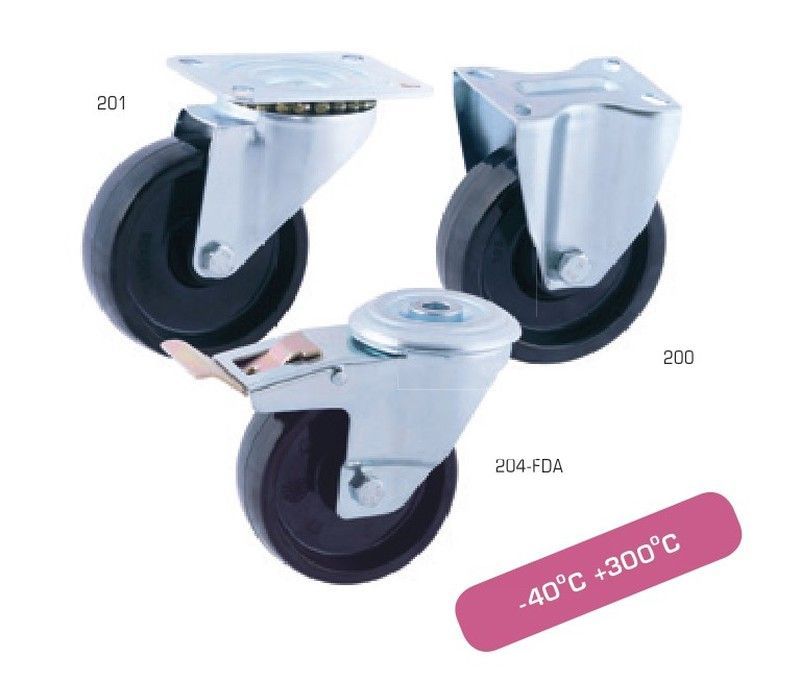 Rueda giratoria y fija para alta y baja temperatura. Ref. 200/201/204 AT/FV
