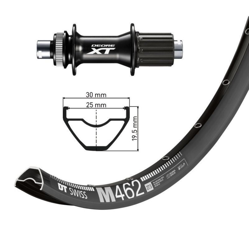 RUEDA TR.27.5"WINORA DT SWISS M462 32 AG.DISCO CL DEORE XT FHM 8010 BOOST 12x148mm 8-11V.NEG(584-25)