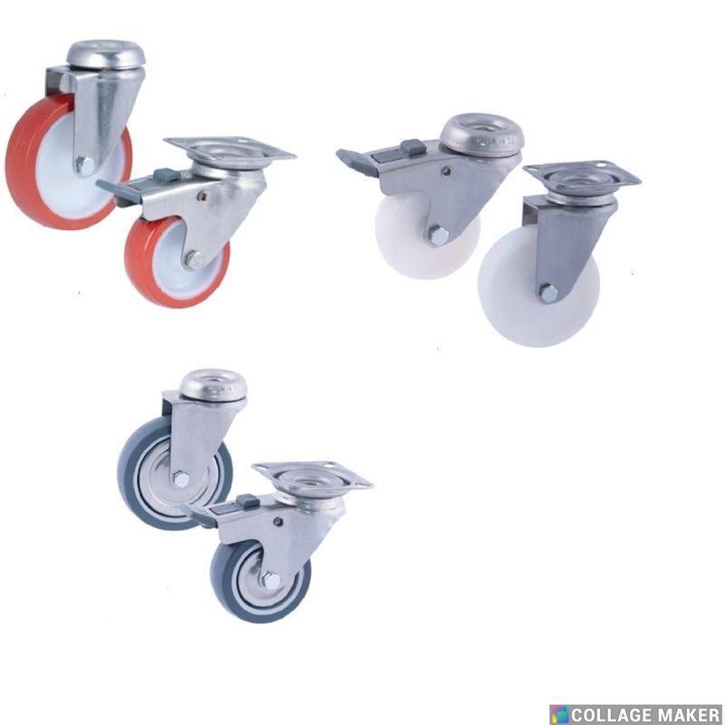 Ruedas con platina giratoria ó taladro liso, Ref. 236/238. Serie Inox