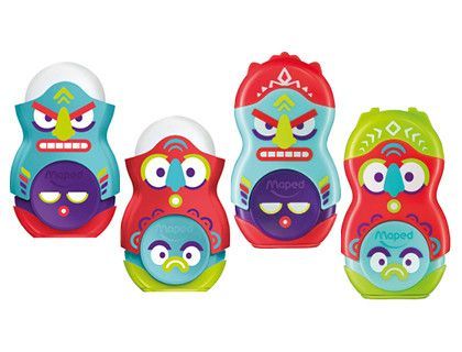 Sacapuntas plastico maped loopy totem plastico 1 uso con goma colores surtidos decorado