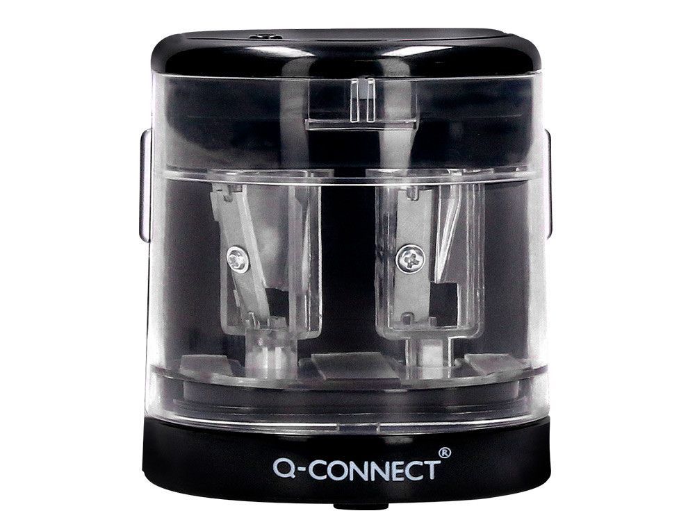 Sacapuntas q-connect kf14568 electrico de sobremesa cable usb/4 pilas aa afila cuchilla diametros de 6 a 12mm dos usos