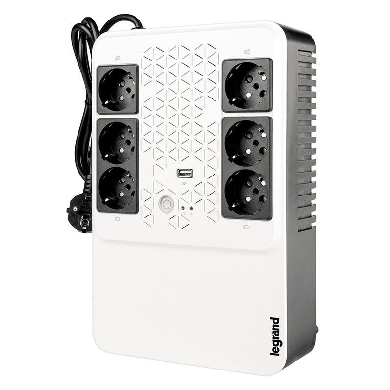 SAI Keor multiplug line interactive con 6 bases Schuko y protección integrada - 600VA 360W - autonomía de 10 a 15 minutos Legrand 310081