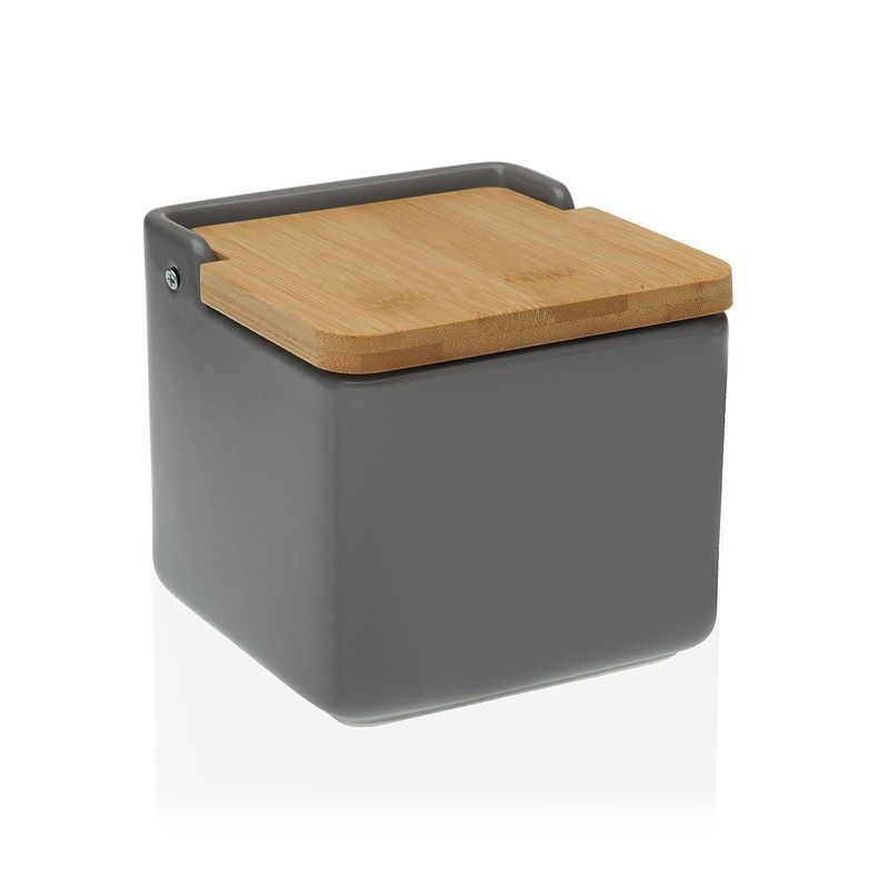 Salero Cocina tapa bambú natural gris