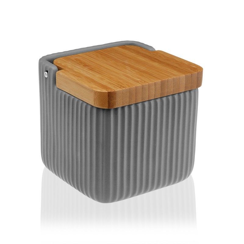 Salero Moda Cocina Diseño Gris Rayas Versa