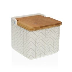 Salero Tapa Bambú Cerámica Cocina