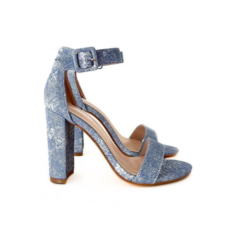 Sandalia Erynn Con Tacón Efecto Tejano Azul