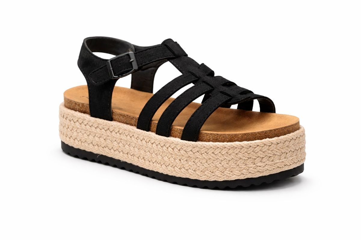 Sandalia Mediterránea Plataforma Negro