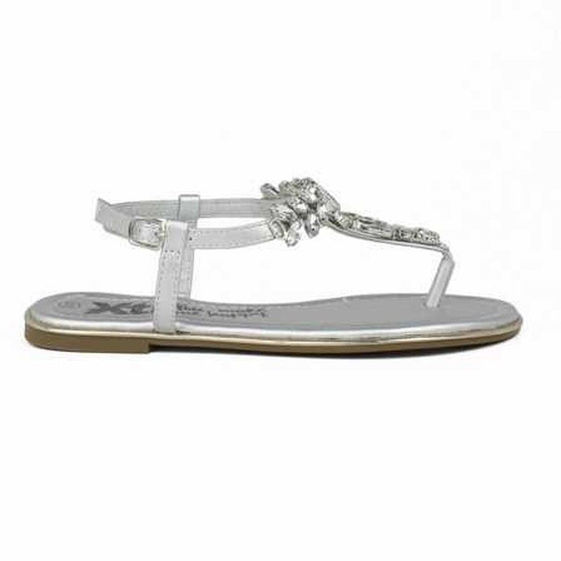 Sandalia plana con detalles brillantes en enpeine Xti Plata
